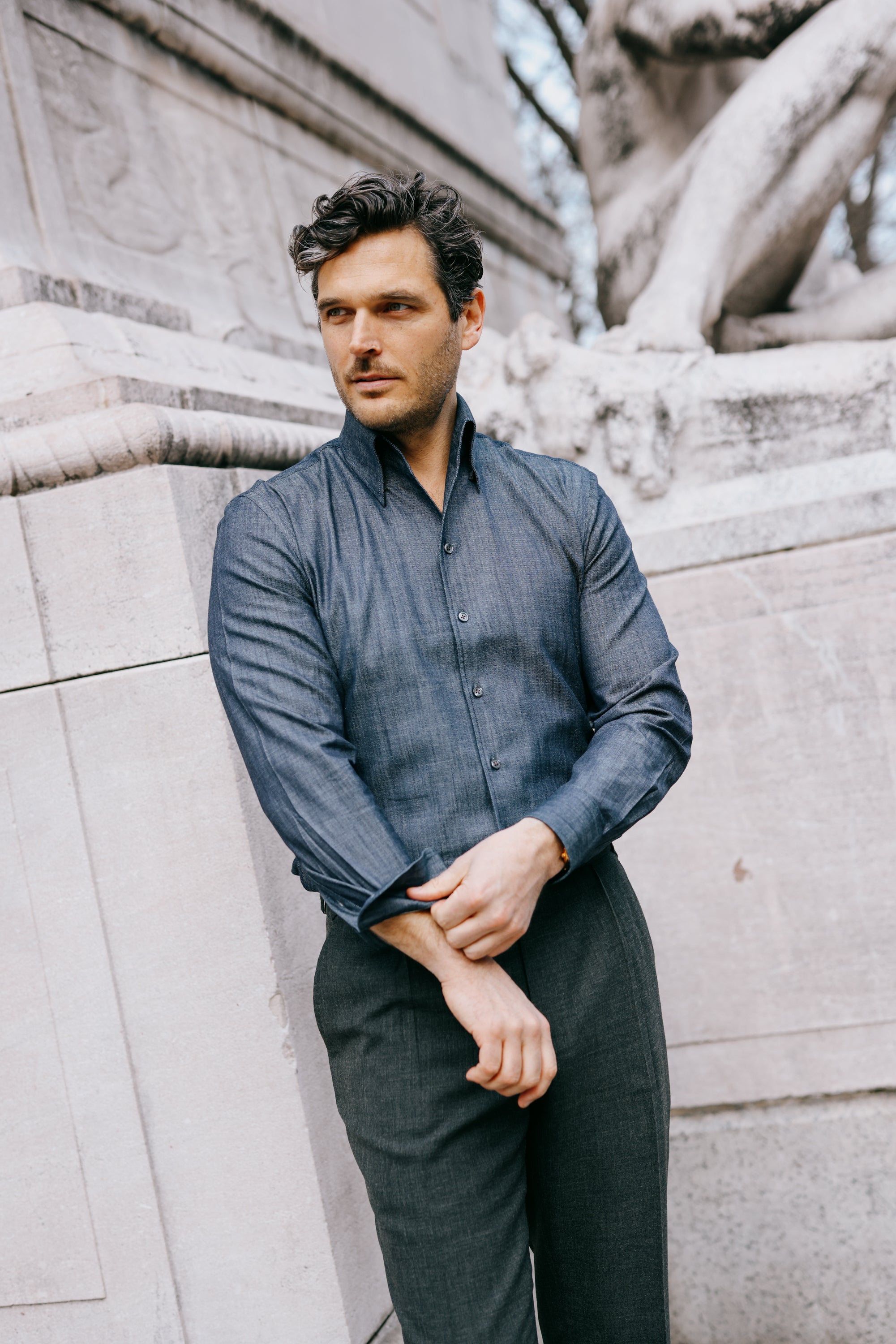 One Piece Collar Shirt in Indigo Denim – Cad & The Dandy Savile Row