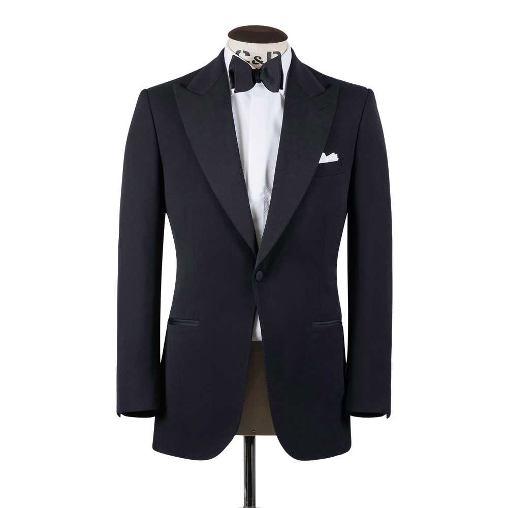 Peak Lapel Dinner Suit In Black Barathea