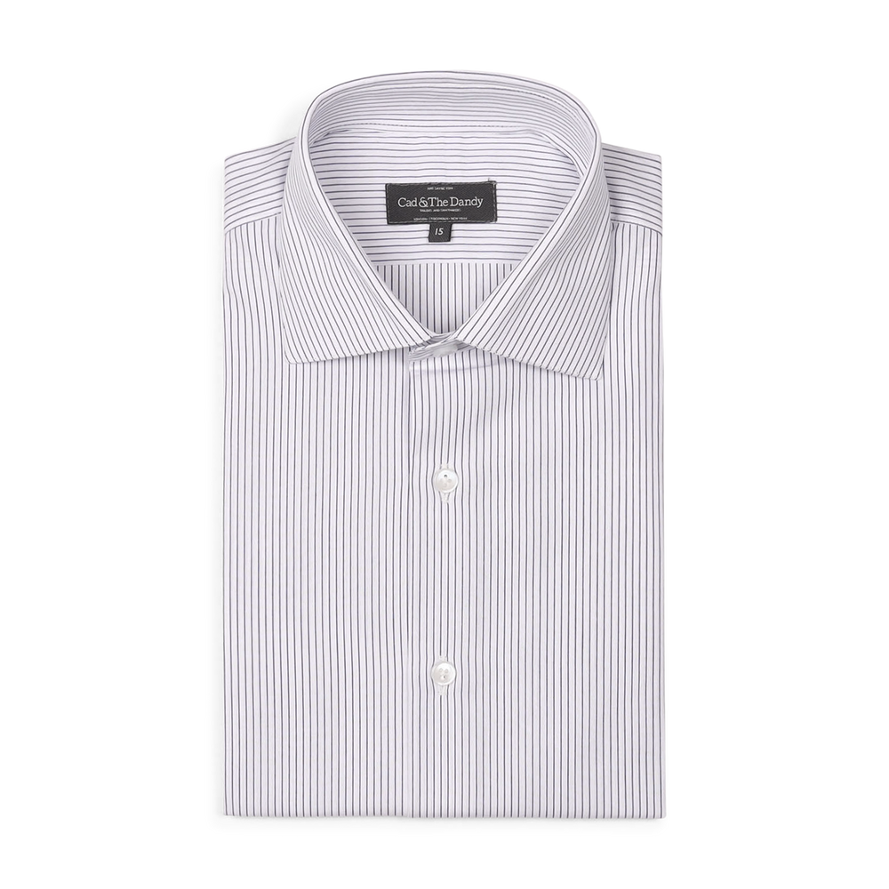 
                  
                    Cutaway Collar, Single Cuff Shirt in Blue Stripe
                  
                