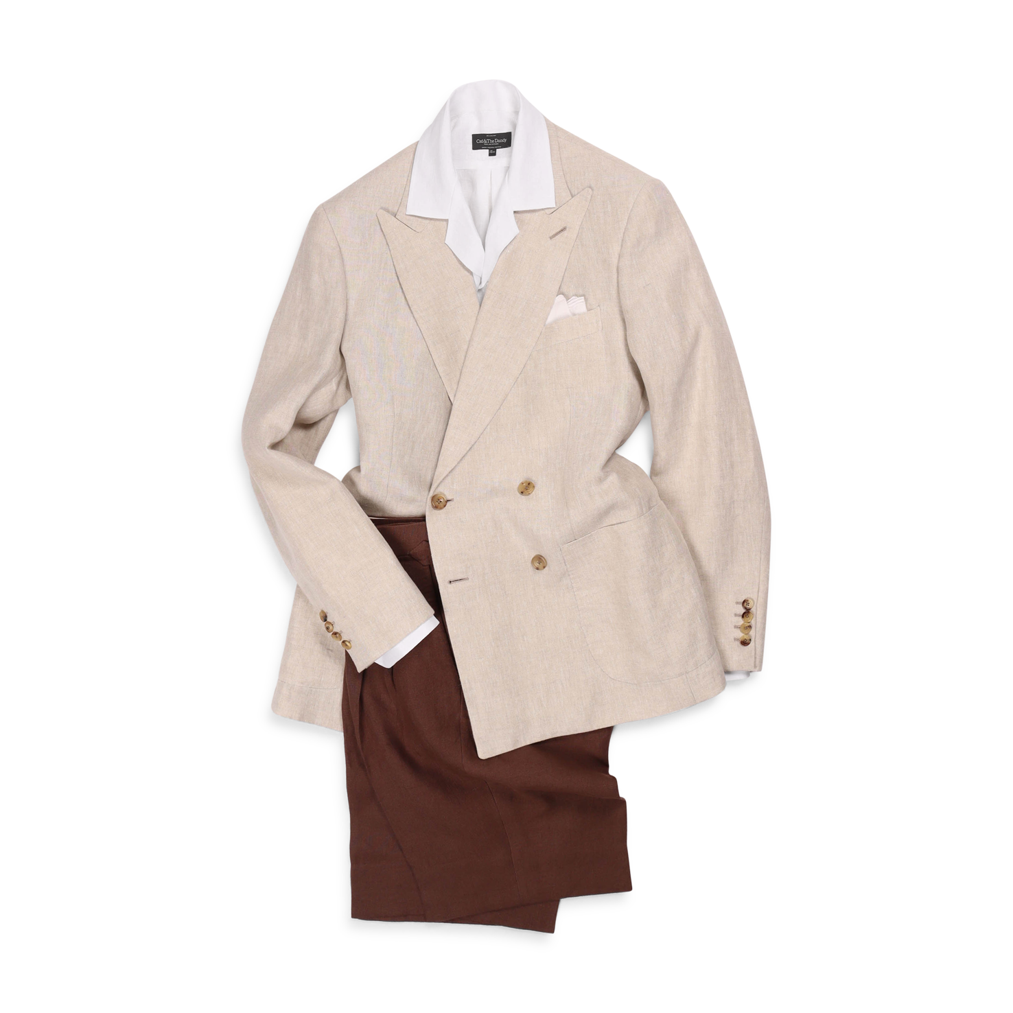 Double Breasted Peak Lapel Jacket in Natural Linen – Cad & The