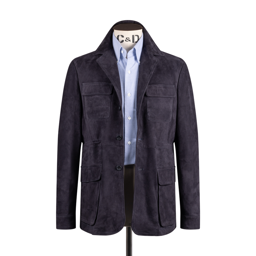 
                  
                    Safari Jacket in Navy Blue Suede
                  
                