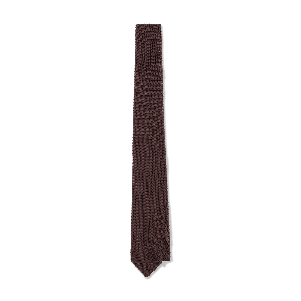 Silk Knitted Tie in Chocolate Brown