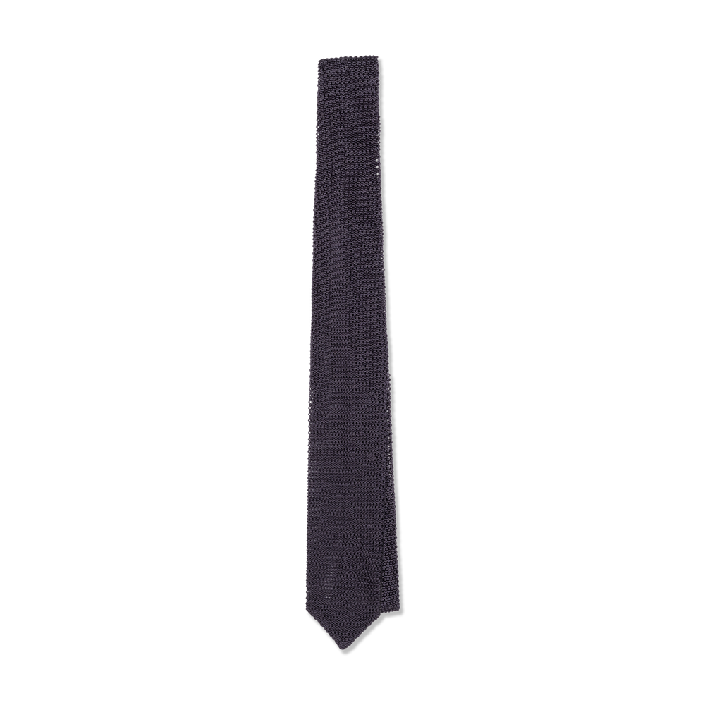 Silk Knitted Tie in Smoke Grey