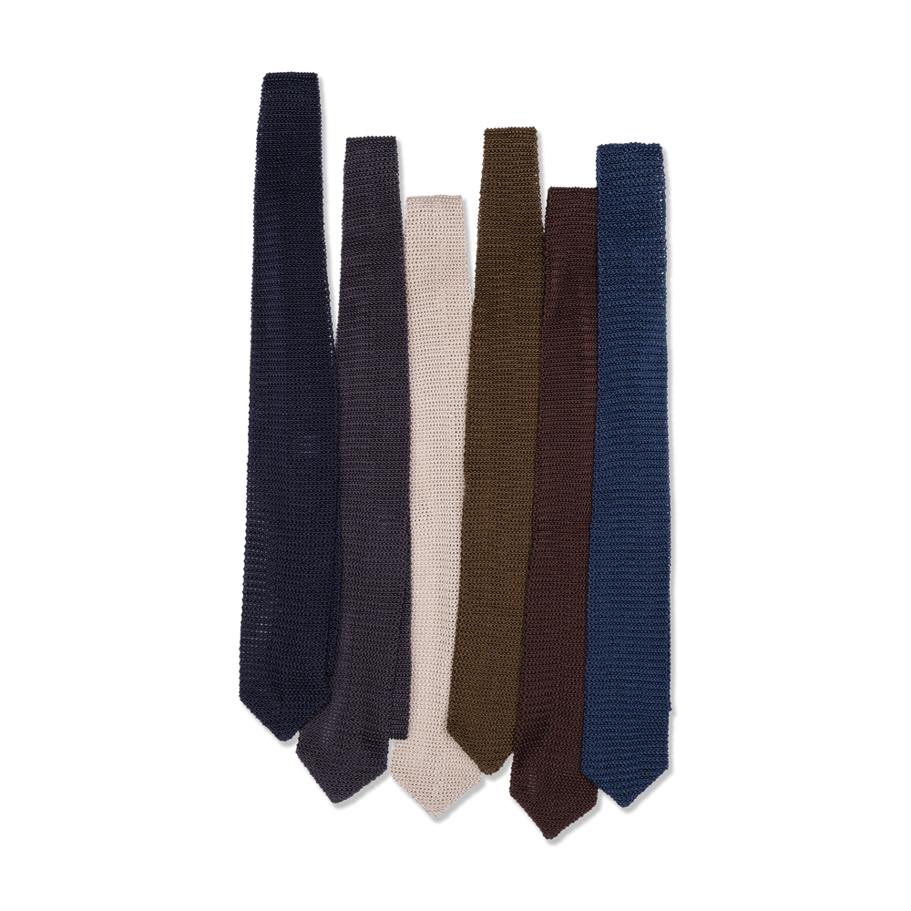 
                  
                    Silk Knitted Tie in Smoke Grey
                  
                