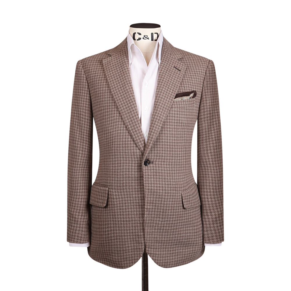 Single Breasted Notch Jacket in Brown Houndstooth