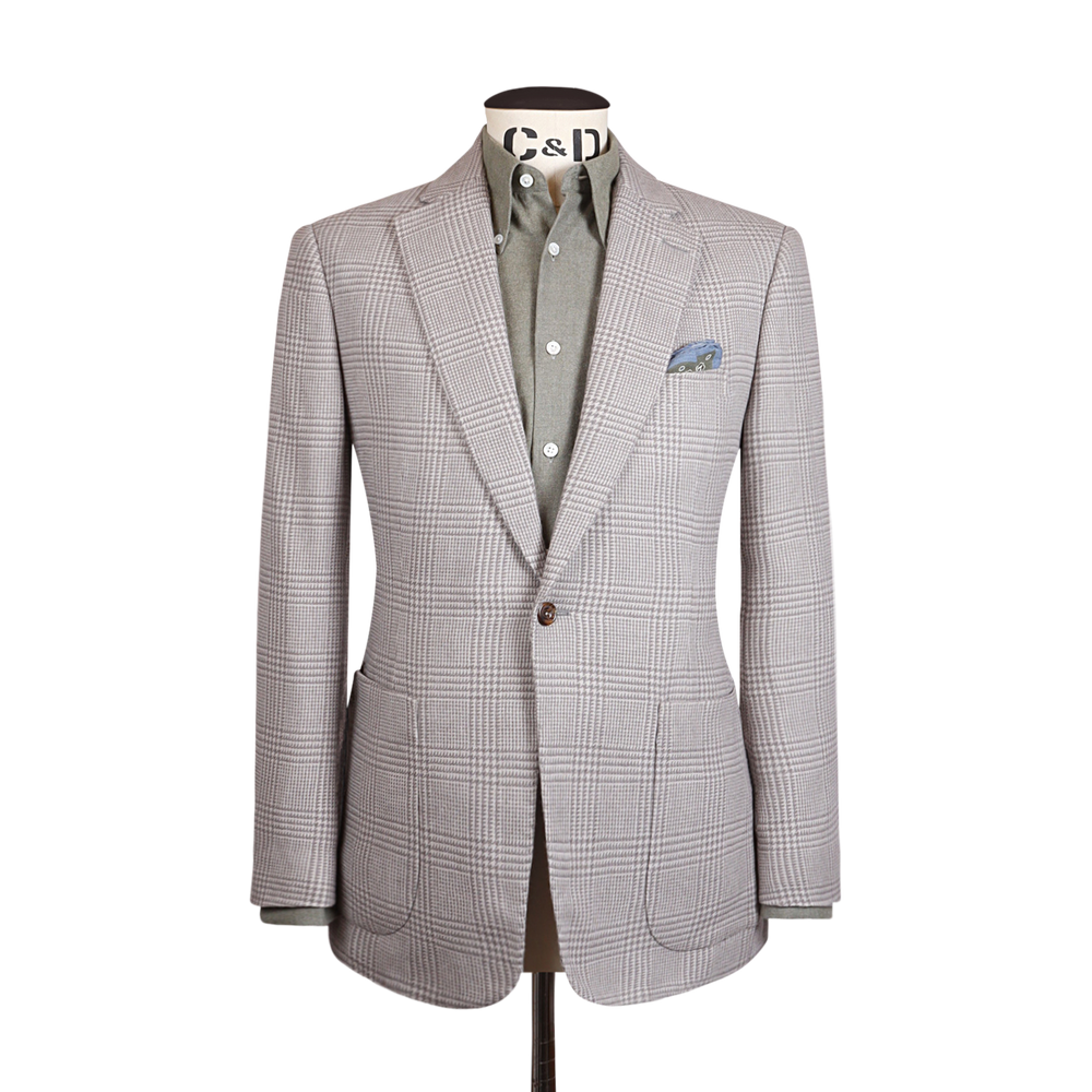Single Breasted Notch Jacket in Cream and Silver Glen Check