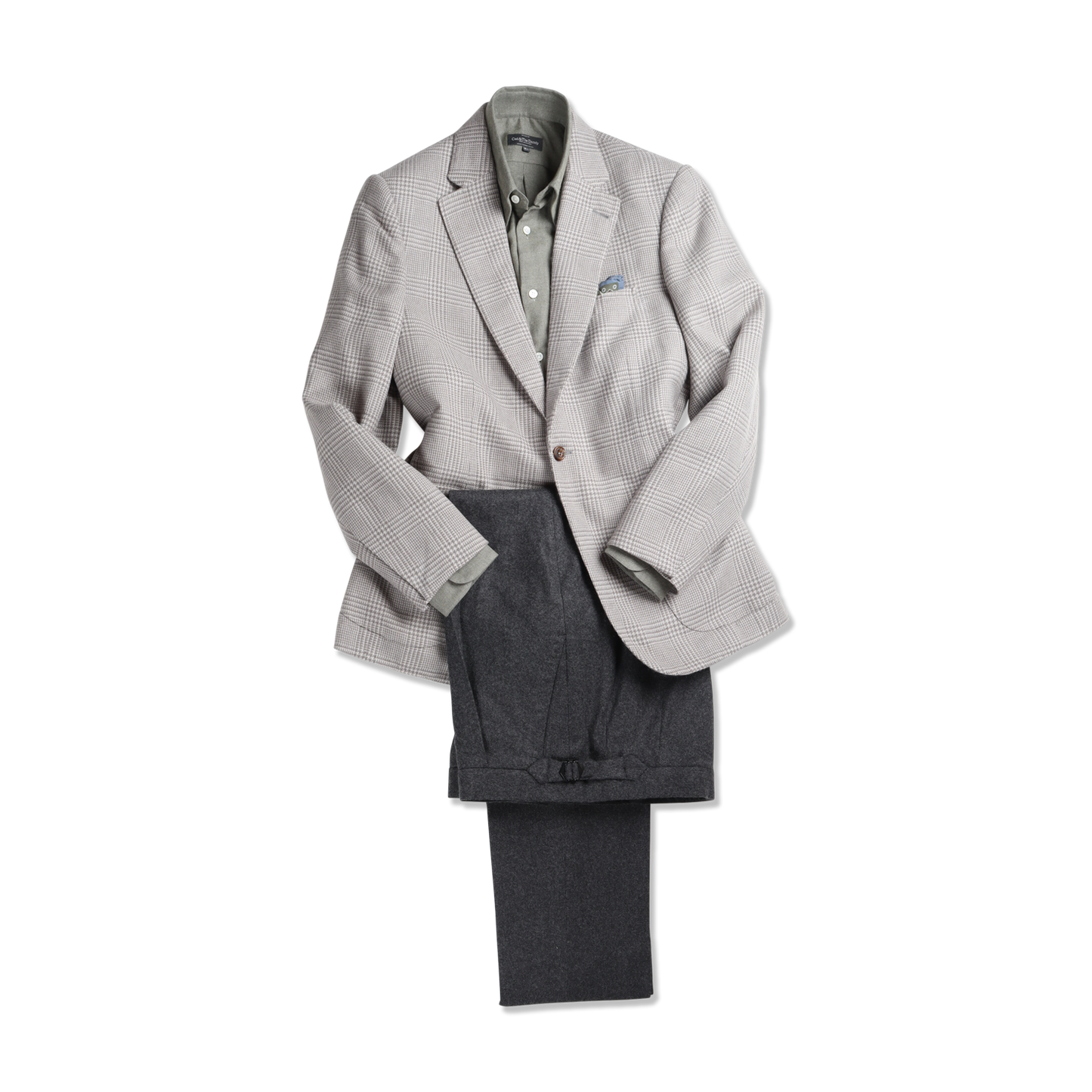 
                  
                    Single Breasted Notch Jacket in Cream and Silver Glen Check
                  
                