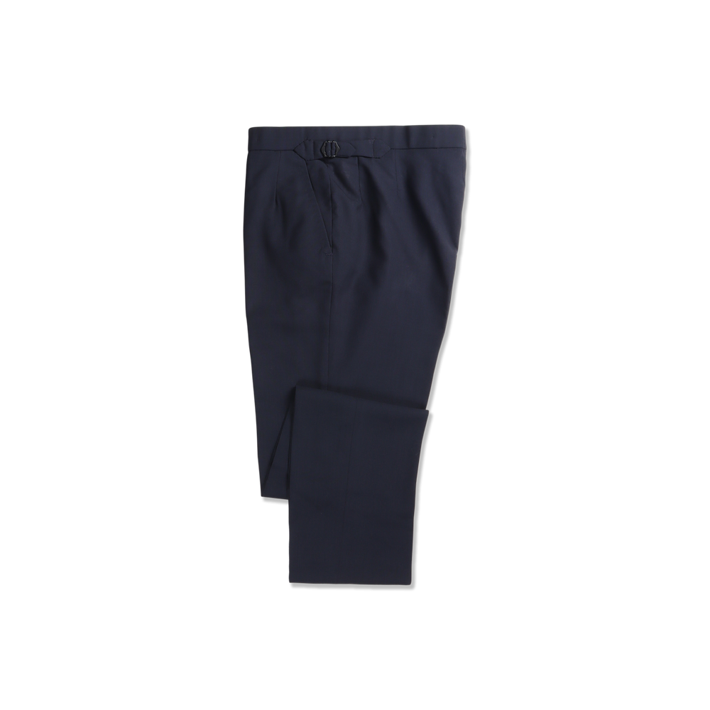 
                  
                    Single Breasted Peak Lapel Suit in Navy Travel Wool
                  
                