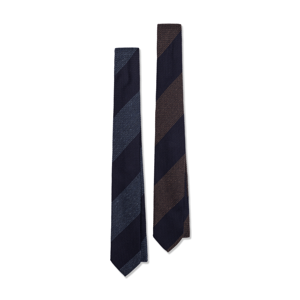 
                  
                    Silk Grenadine Tie in Brown Stripe
                  
                