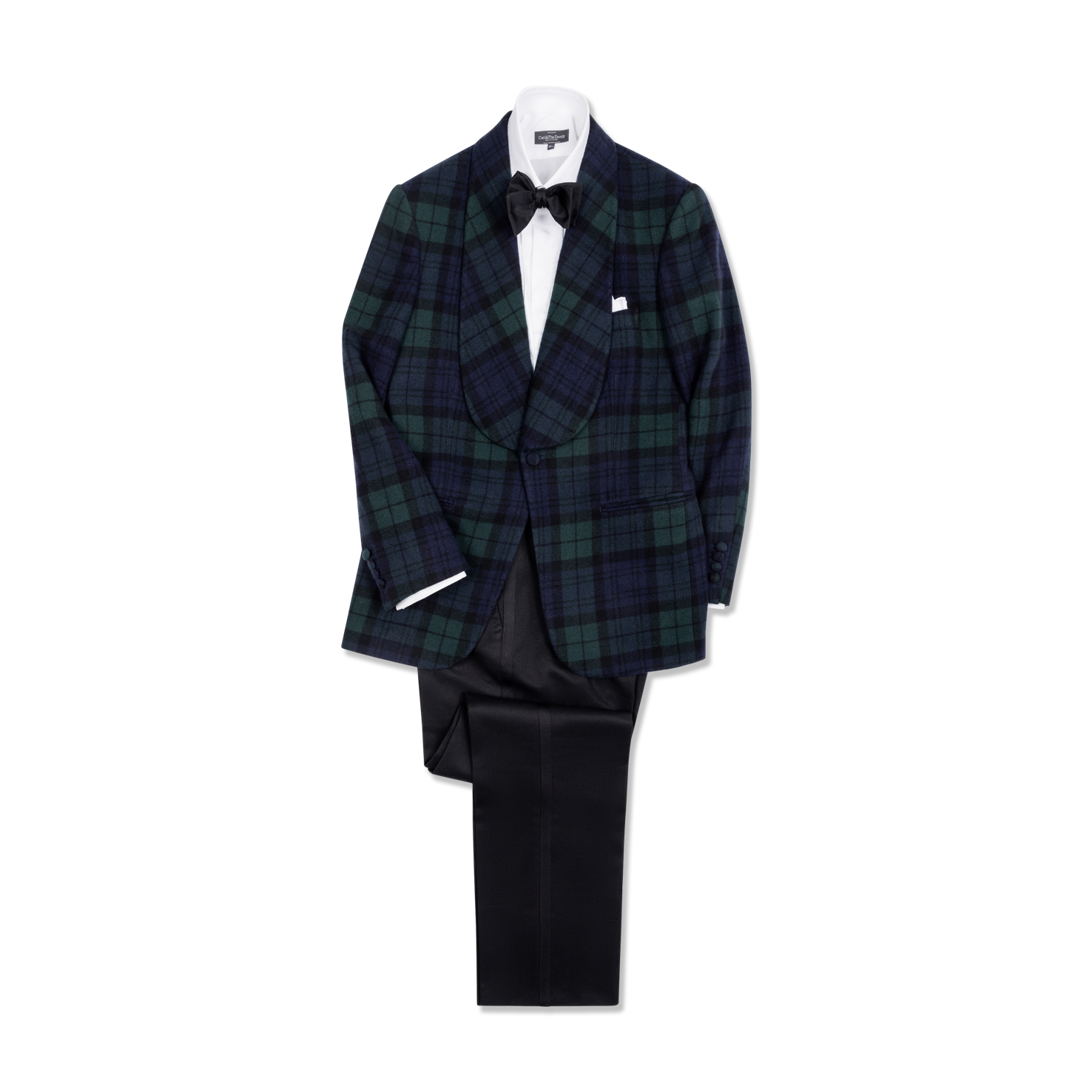Shawl Collar Tartan Tuxedo Jacket Wide Shawl Jacket In Tartan