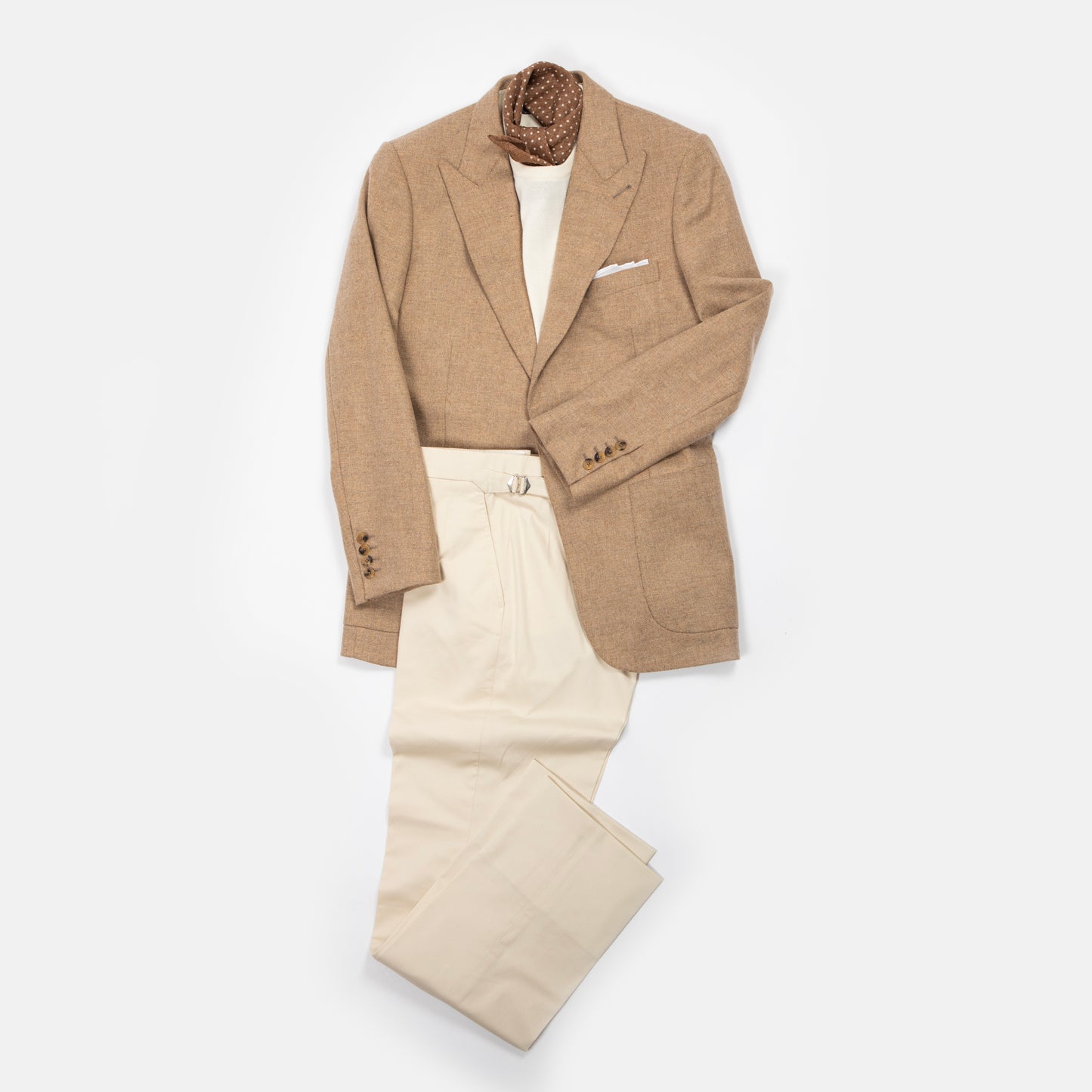 
                  
                    Flat Front Trouser in Cream Stretch Cotton Twill
                  
                
