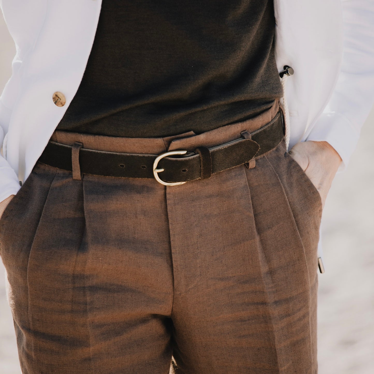 
                  
                    Hollywood Top Trousers in Cocoa Linen
                  
                