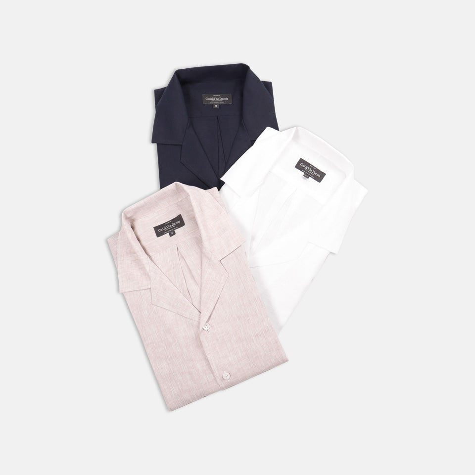 
                  
                    Riviera Collar Shirt in White Linen
                  
                