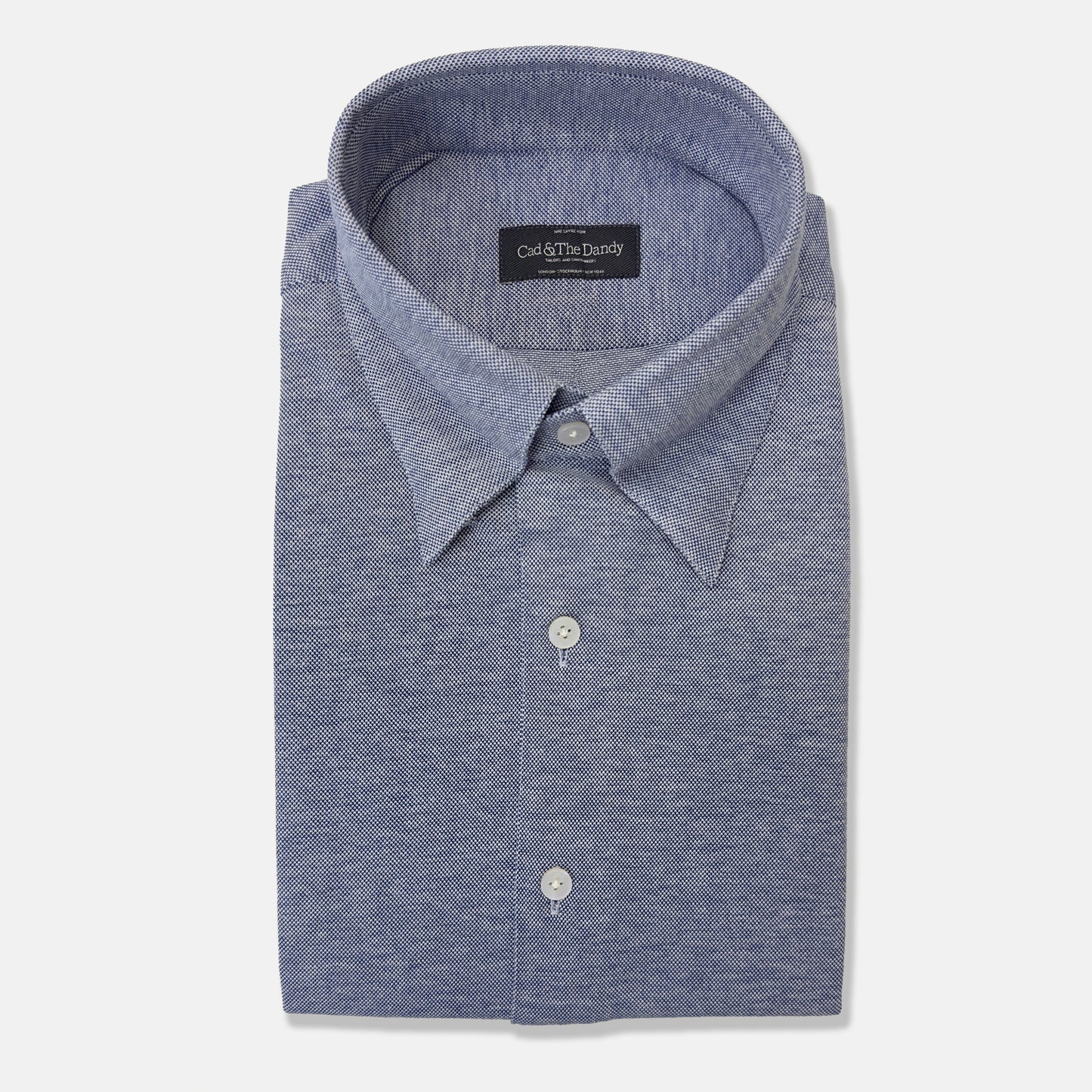 
                  
                    Hidden Button Down Shirt in Mid Blue Piqué Cotton
                  
                