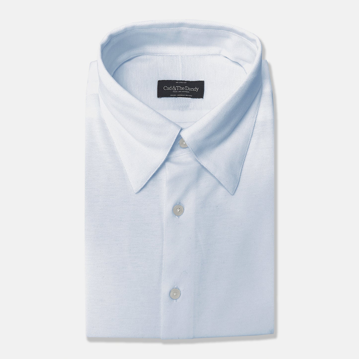 
                  
                    Hidden Button Down Shirt in Sky Blue Piqué Cotton
                  
                