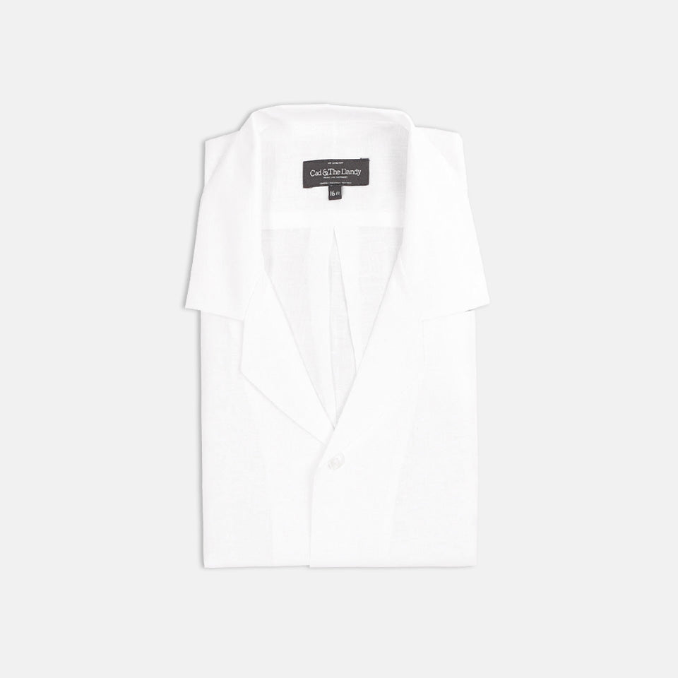 
                  
                    Riviera Collar Shirt in White Linen
                  
                
