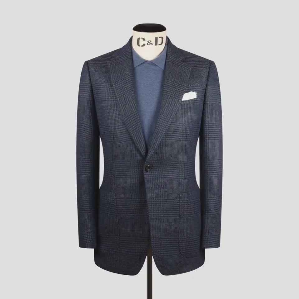 
                  
                    Load and play video in Gallery viewer, Single Breasted Notch Jacket in Marine Glen Check
                  
                