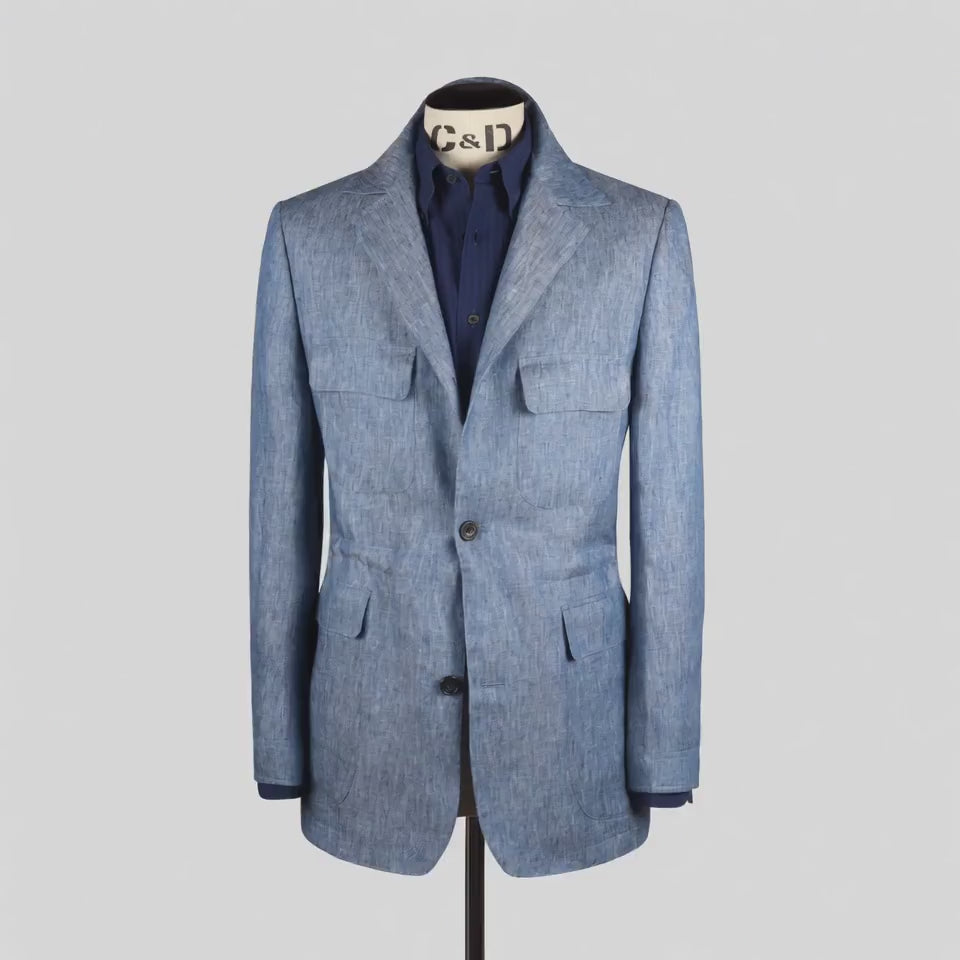 
                  
                    Load and play video in Gallery viewer, Safari Jacket in Denim Blue Linen
                  
                